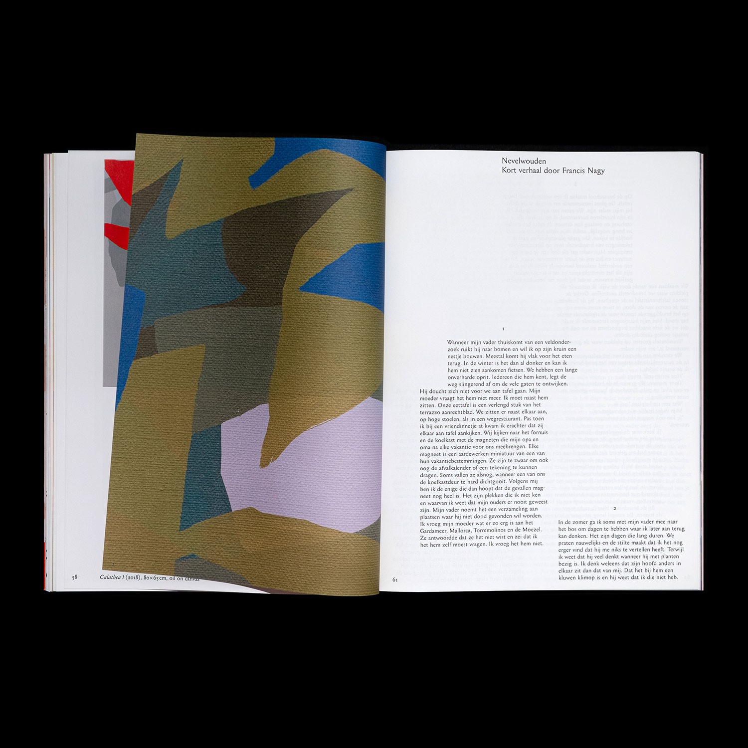 spread with a detail of a painting and text