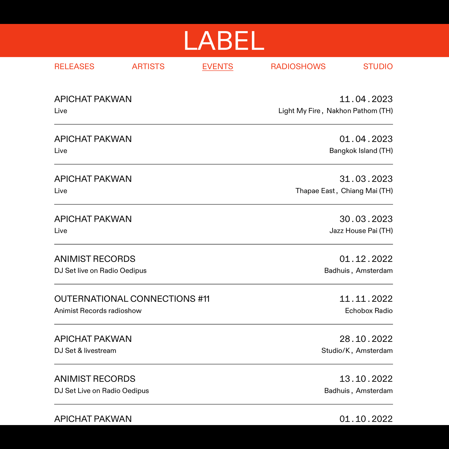 detail of list view on events page