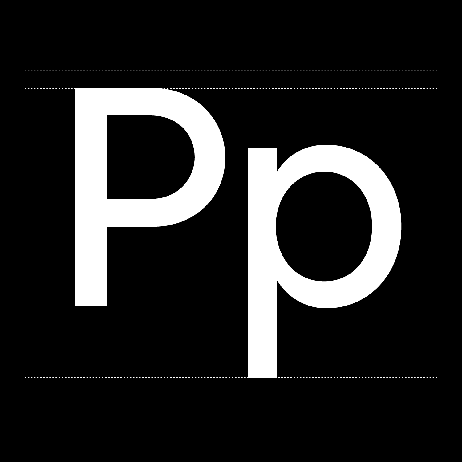 upper- and lowercase letter P with anatomy lines
