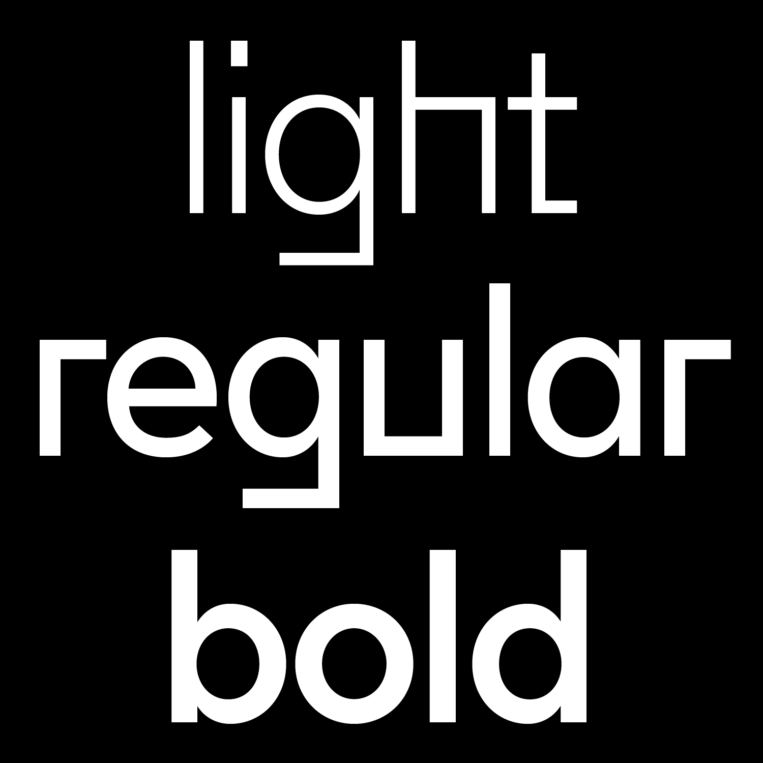 geoemtric alternative letters in light, regular and bold