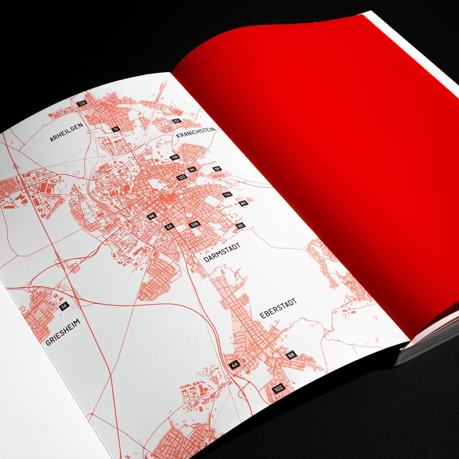 detail of the map of Darmstadt in the inside cover