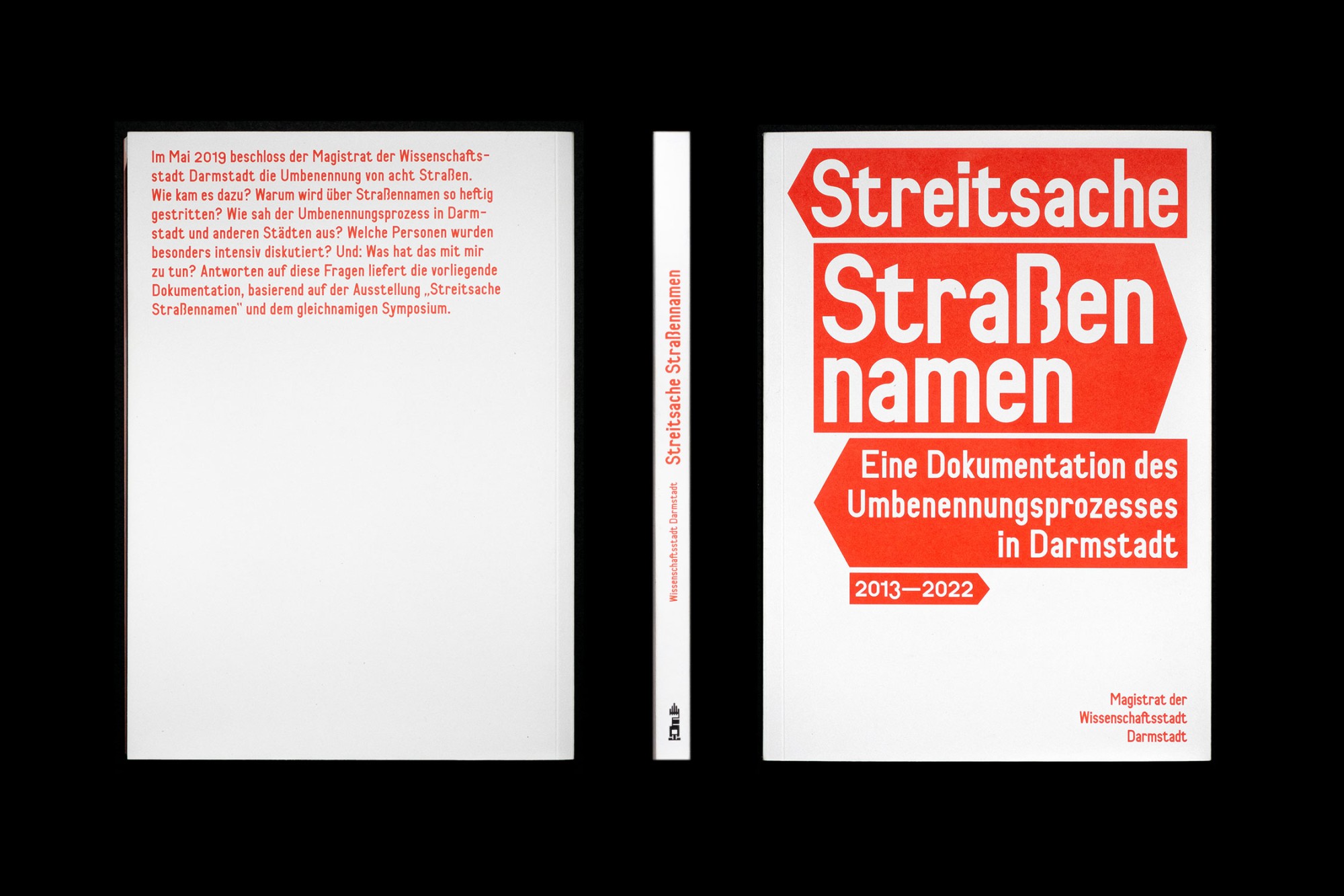 back, spine and front cover of the book 'Streitsache Straßennamen'