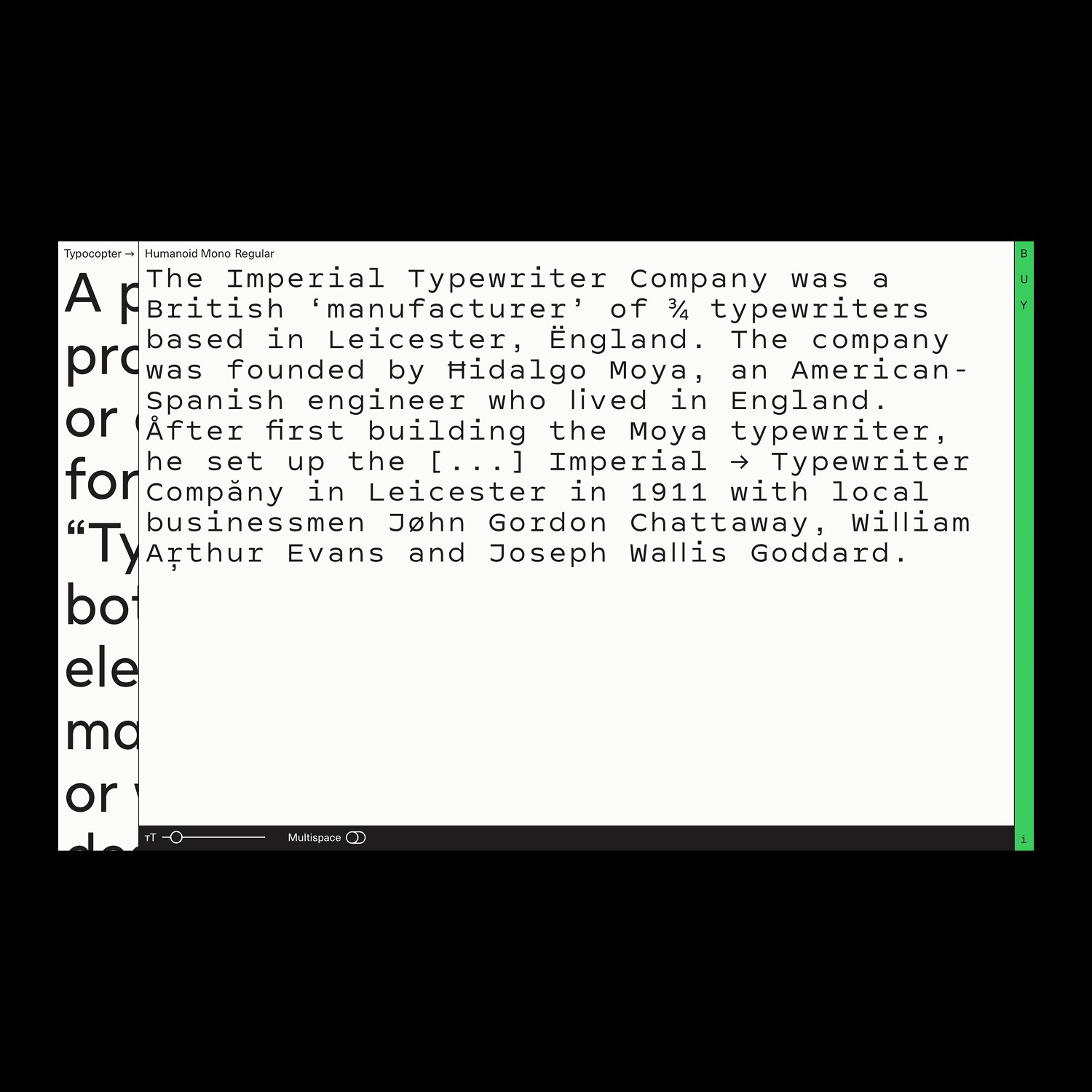textarea with sample text and controls to change the text