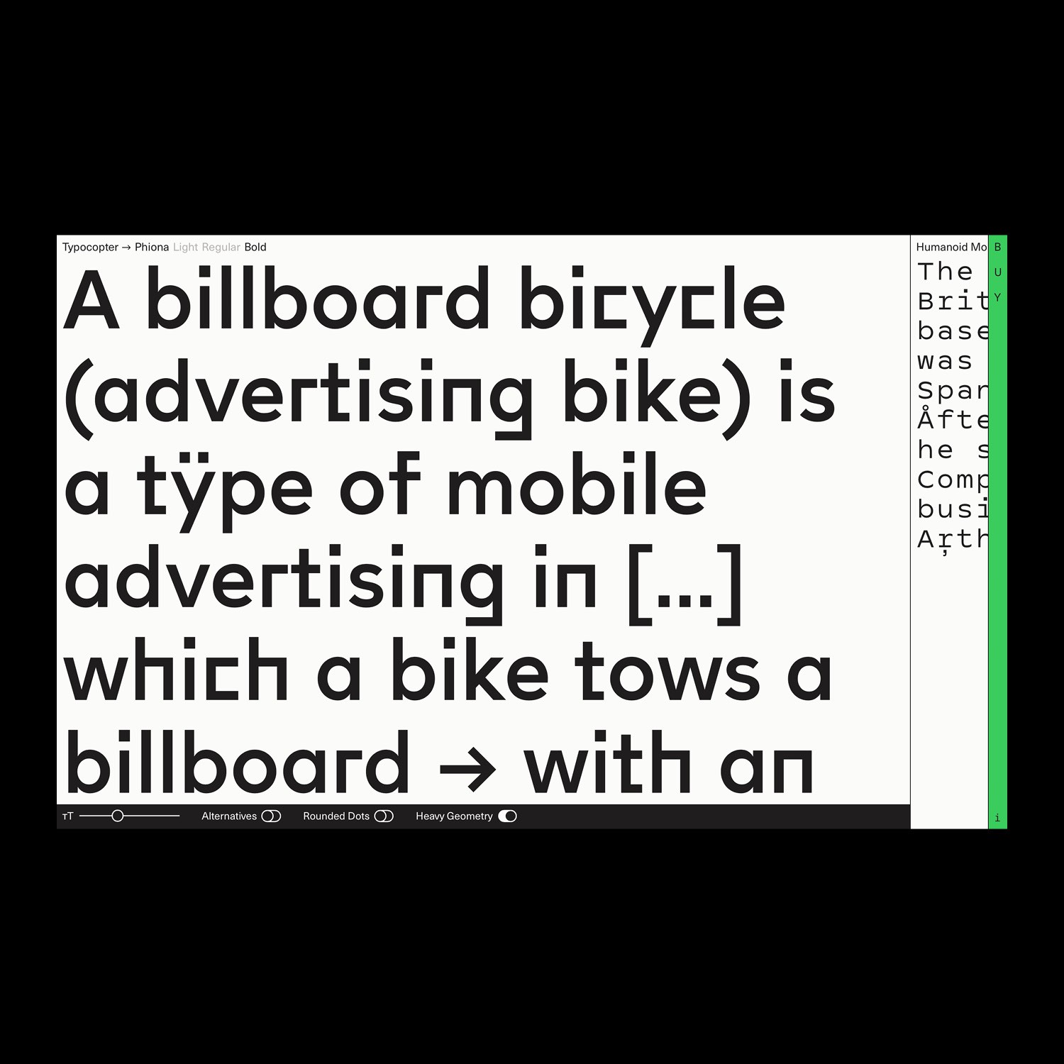 textarea with sample text and controls to change the text